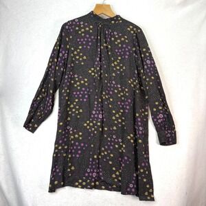 ModCloth Black Astro-Blast Print Mock Neck Long Sleeve Shift Dress Women Size 2X